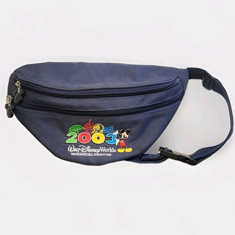 Vintage 2003 Walt Disney World Fanny Pack Mickey Mouse Embroidered Belt Bag